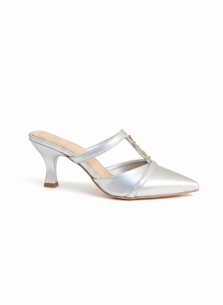 لايف ستيلاش  أحذية بكعب متوسط جلد لامع F-602 - فضي - Image 3